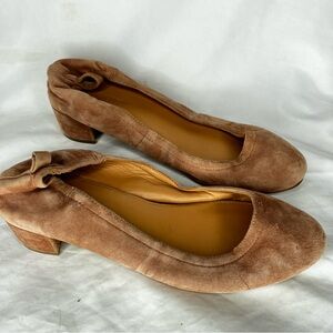 J crew velvet leather block heels 6